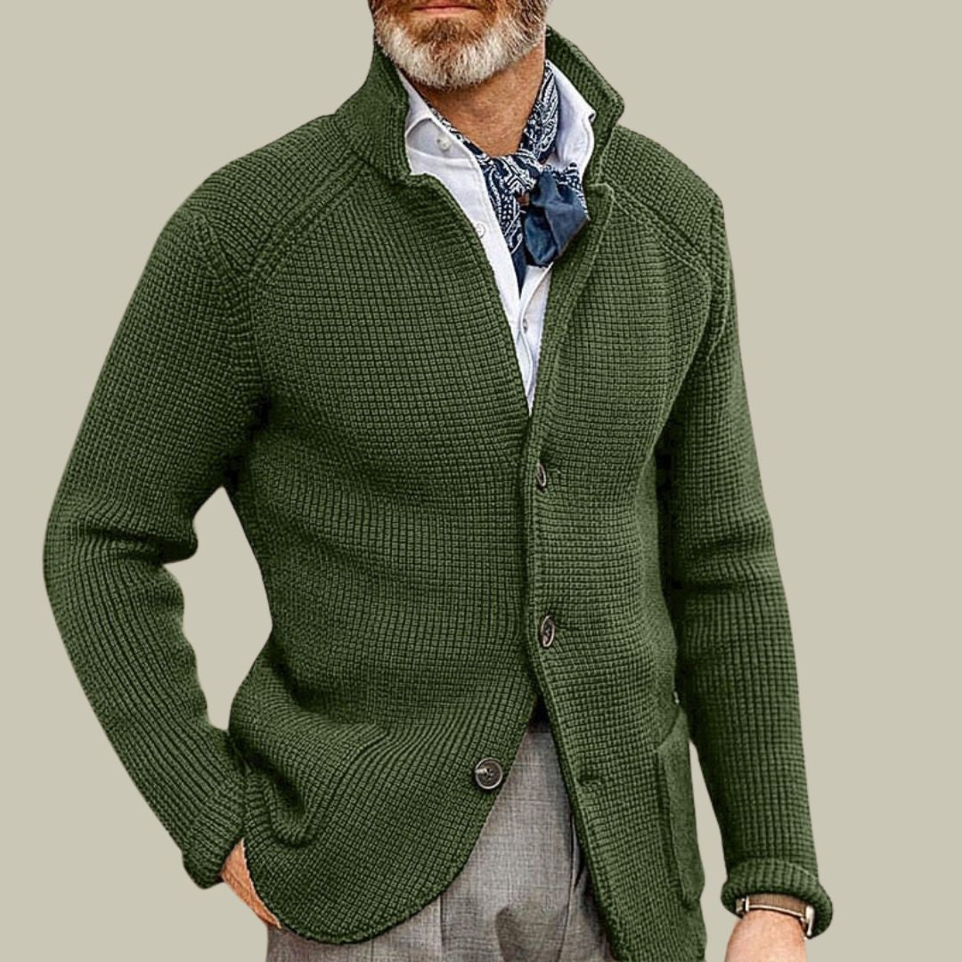 Liam | Herrars Chic Stickad Retro Kofta För Tidlös Stil