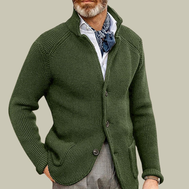 Liam | Herrars Chic Stickad Retro Kofta För Tidlös Stil