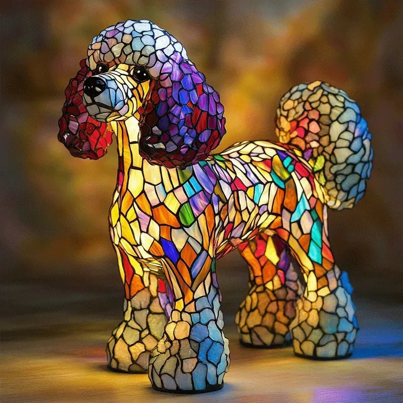 Handgjord Färgade Glas Hundlampa | Ljus för Hundälskare