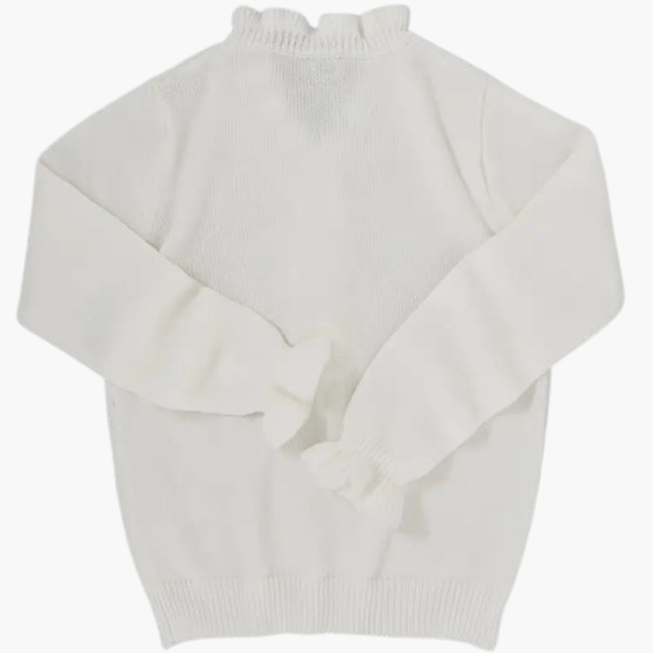 Dam Långärmad Volangkrage Blus med Eleganta Knappar