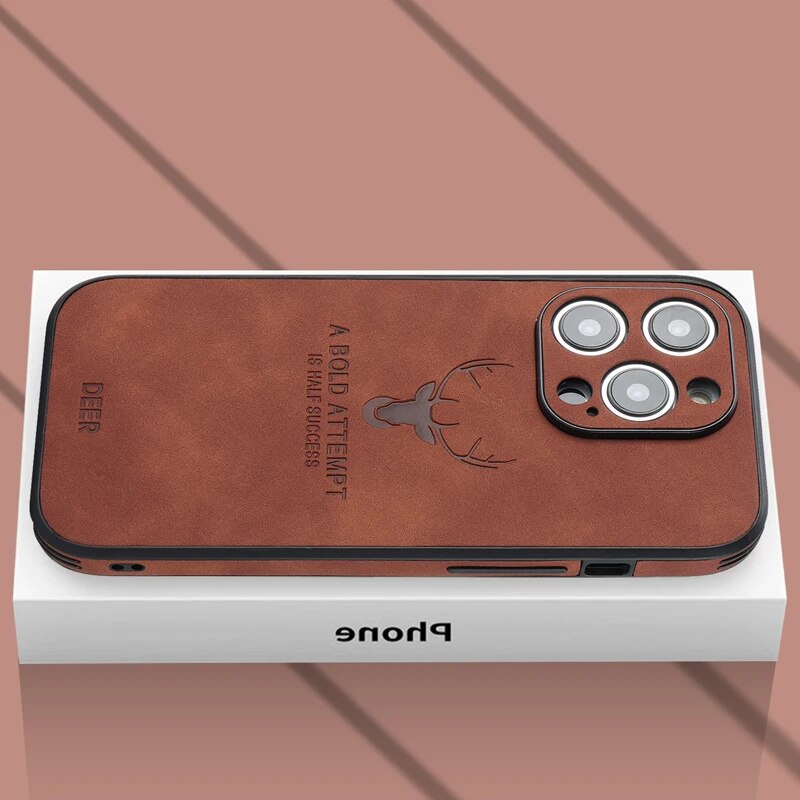 Läderstil iPhone Fodral | Stötsäkert Smalt Skydd