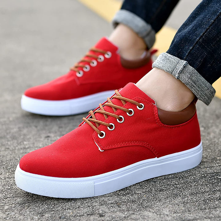 Herr Duk Sneakers | Avslappnad Låg Topp Skor med Vit Sula