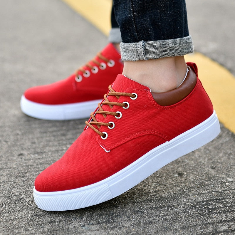 Herr Duk Sneakers | Avslappnad Låg Topp Skor med Vit Sula