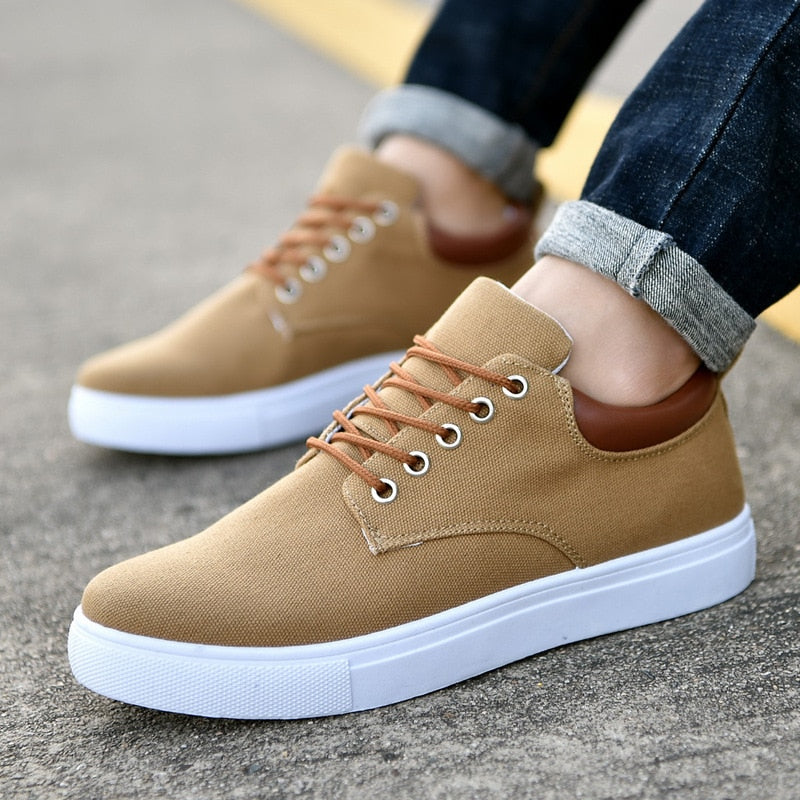 Herr Duk Sneakers | Avslappnad Låg Topp Skor med Vit Sula