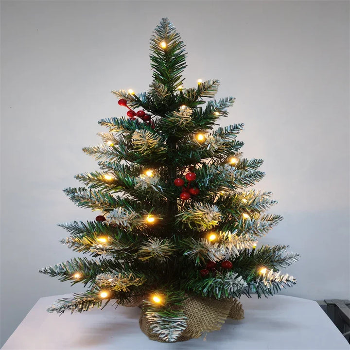 Mini Pine-Julgran (Bordsskiva) med Varmvita LED-Lampor