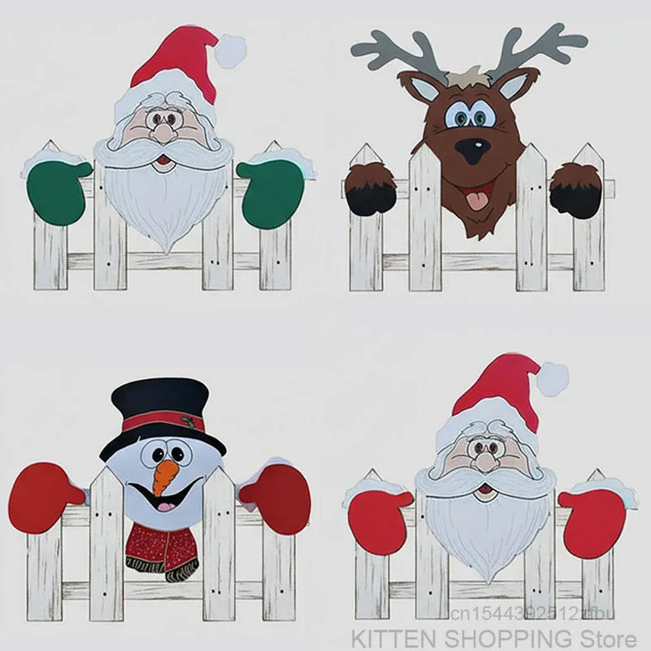 Jul Julgubben och Snögubben Staket Dekoration