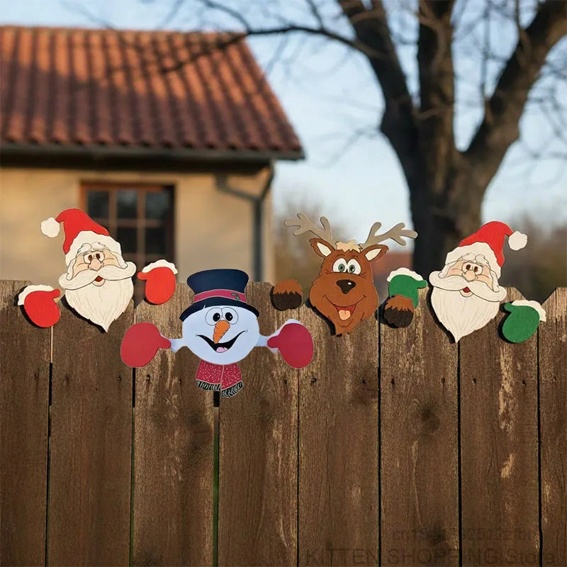 Jul Julgubben och Snögubben Staket Dekoration