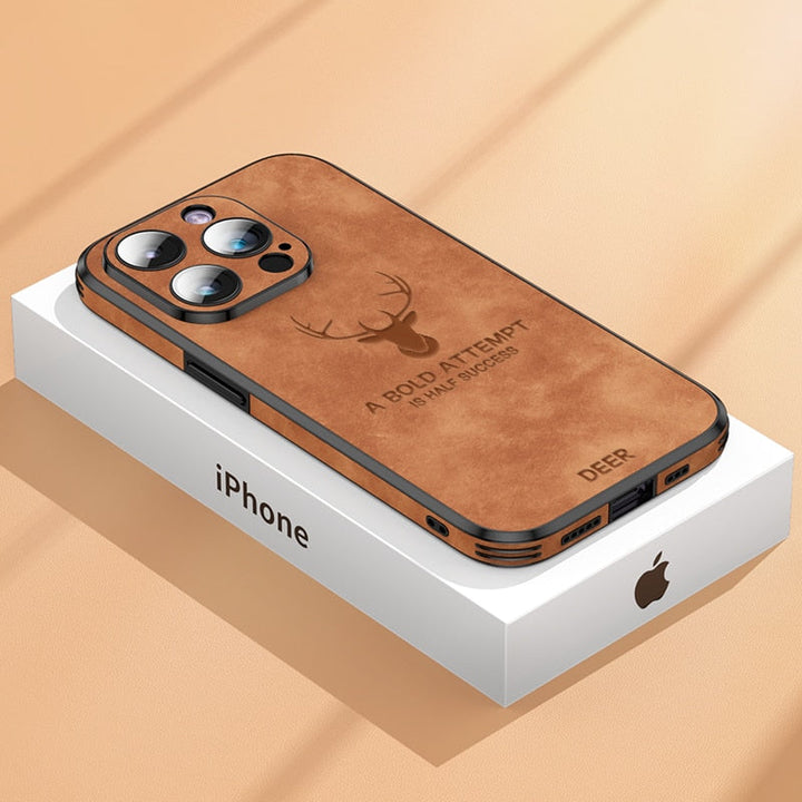 Läderstil iPhone Fodral | Stötsäkert Smalt Skydd