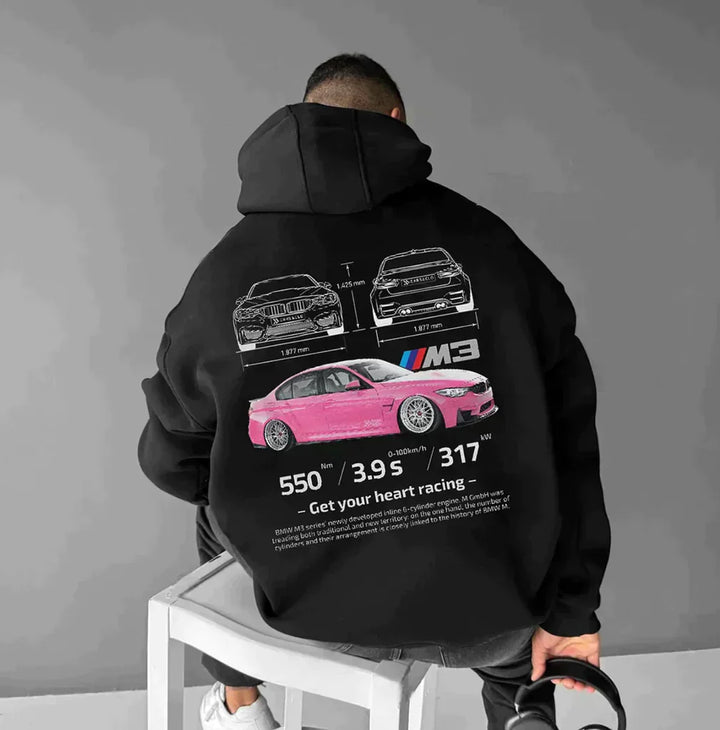 Herr Racingtryck Huvtröja | Grafik Pullover