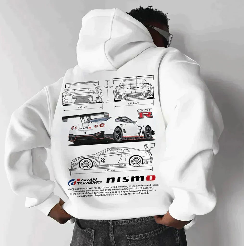 Herr Racingtryck Huvtröja | Grafik Pullover