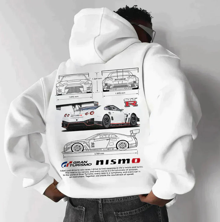 Herr Racingtryck Huvtröja | Grafik Pullover