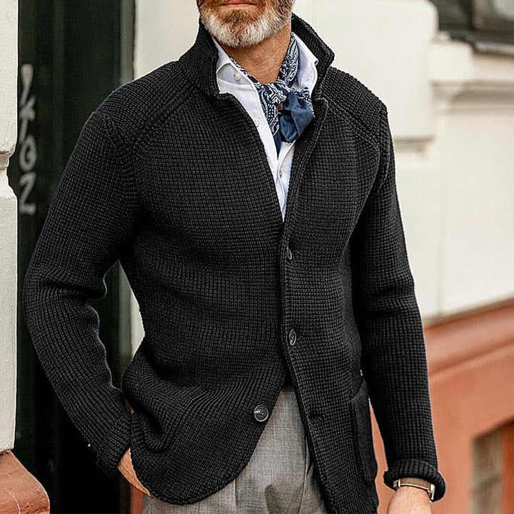 Liam | Herrars Chic Stickad Retro Kofta För Tidlös Stil