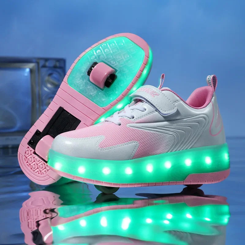 Barn LED Rullskor | Glödande Skateskor Med Dolda Hjul