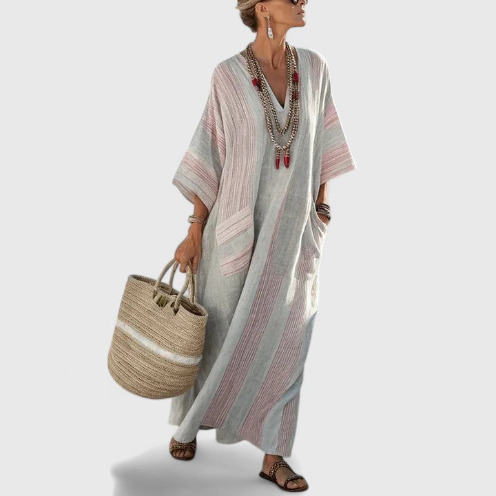 Dam Boho Midiklänning Med Fickor