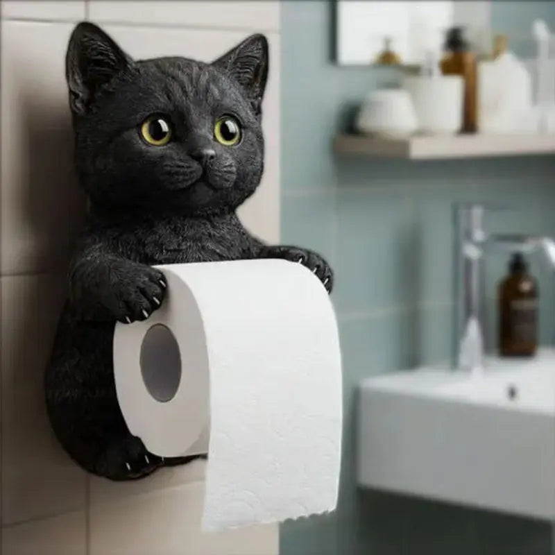 Väggmonterad Katt Toalettpappershållare | Blickfång
