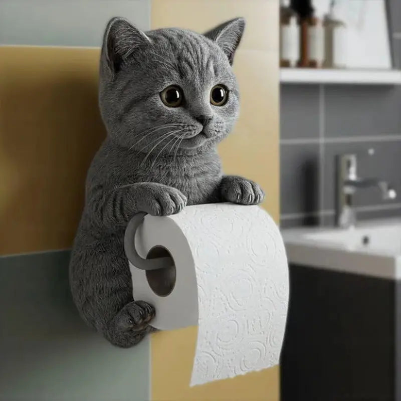 Väggmonterad Katt Toalettpappershållare | Blickfång