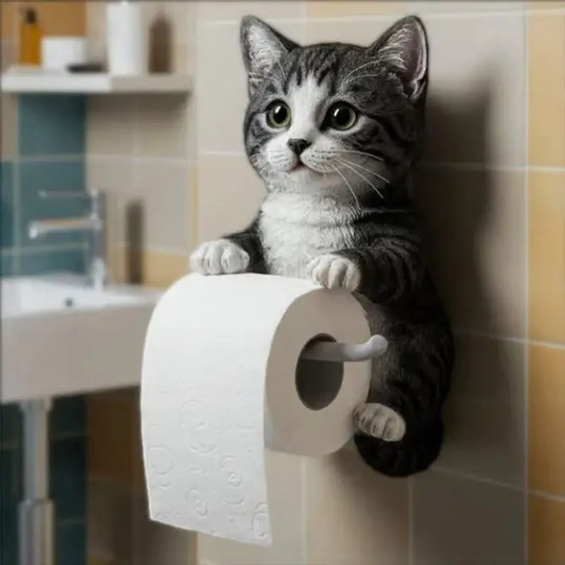 Väggmonterad Katt Toalettpappershållare | Blickfång