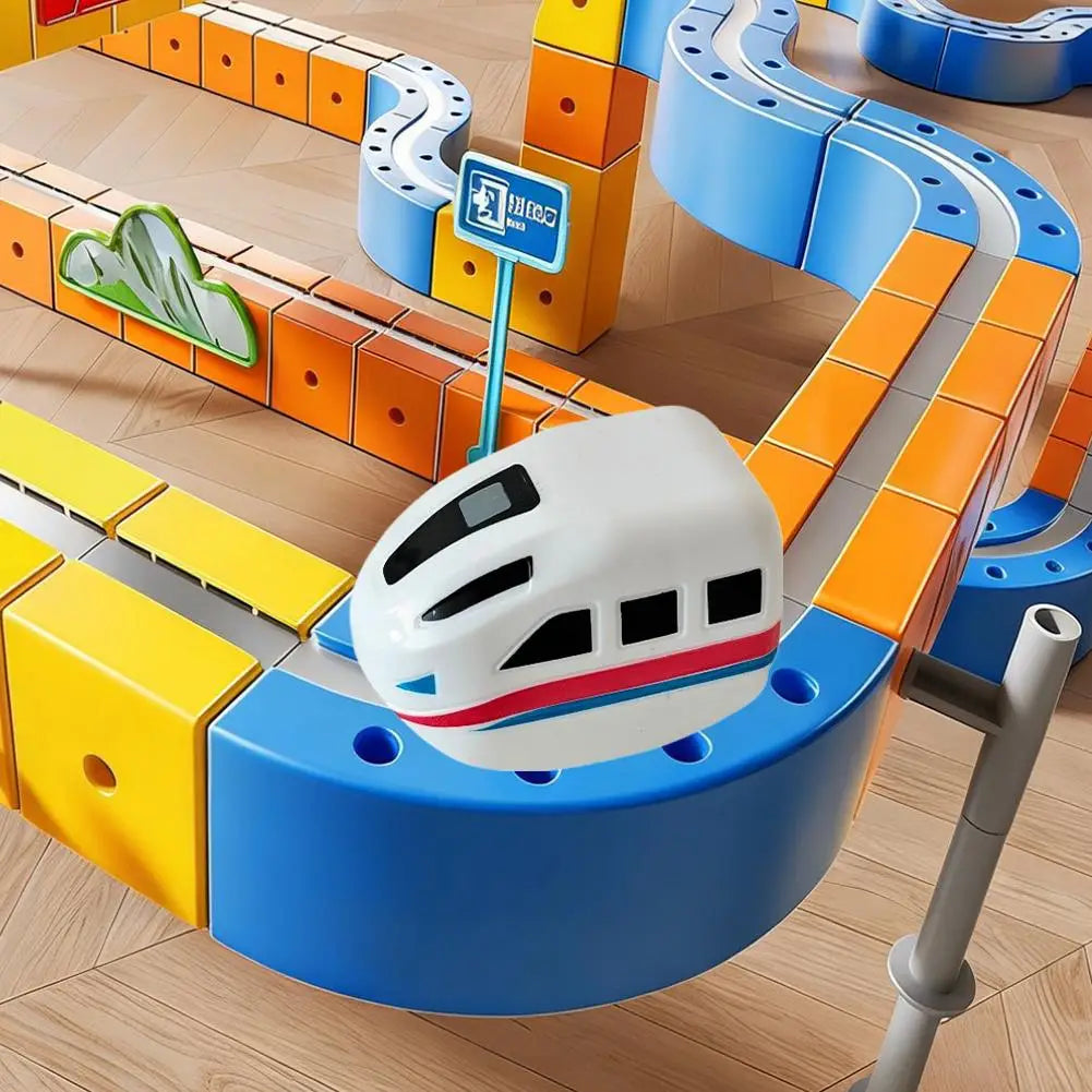 STEM-Pedagogiskt Byggleksak med Modulära Spår och Uppladdningsbart Tåg | Barn Från 3 år