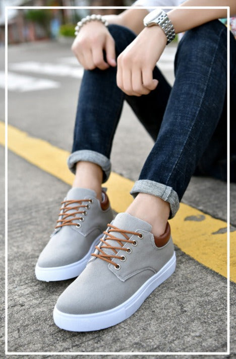 Herr Duk Sneakers | Avslappnad Låg Topp Skor med Vit Sula