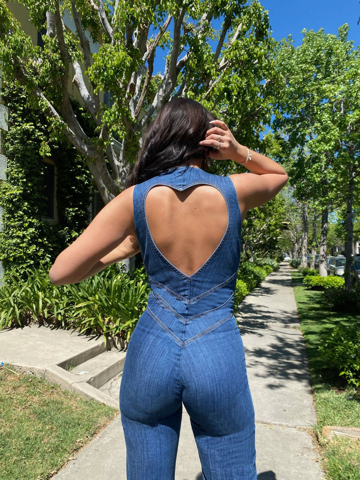 Dam Årgång Denim Stil Overall | Trendig Utstyrsel