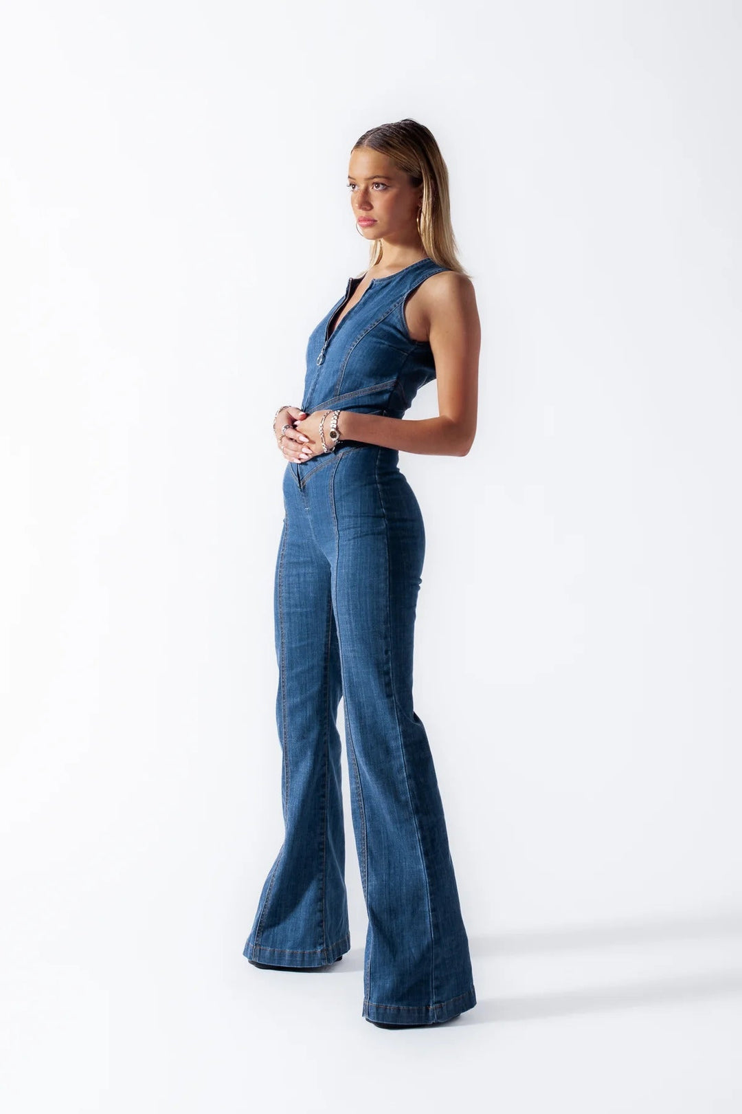 Dam Årgång Denim Stil Overall | Trendig Utstyrsel