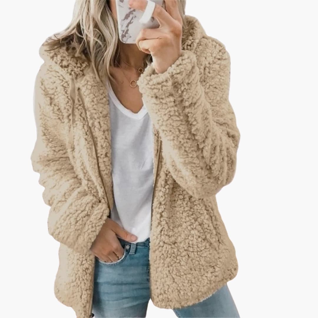 Dam Huva Teddyjacka | Mjuk Fleece Huva Kappa