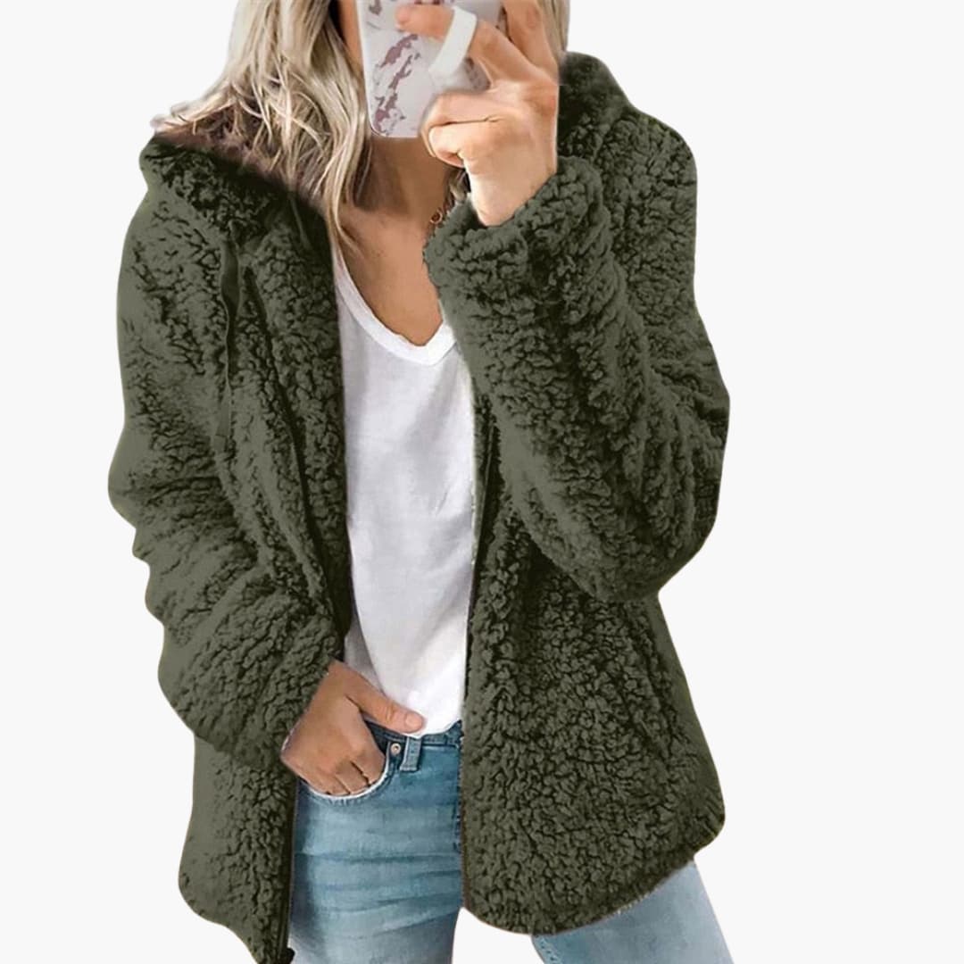 Dam Huva Teddyjacka | Mjuk Fleece Huva Kappa