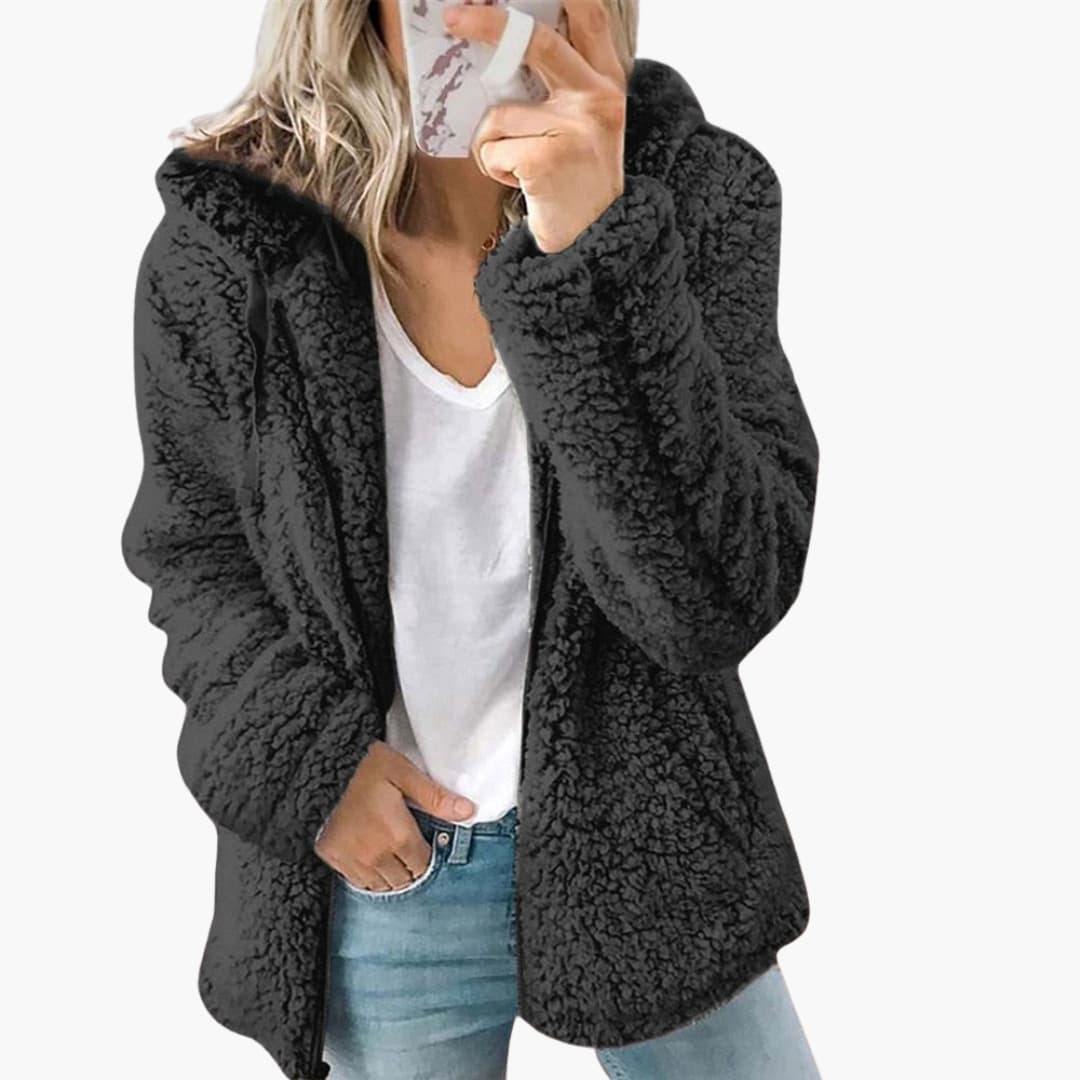 Dam Huva Teddyjacka | Mjuk Fleece Huva Kappa