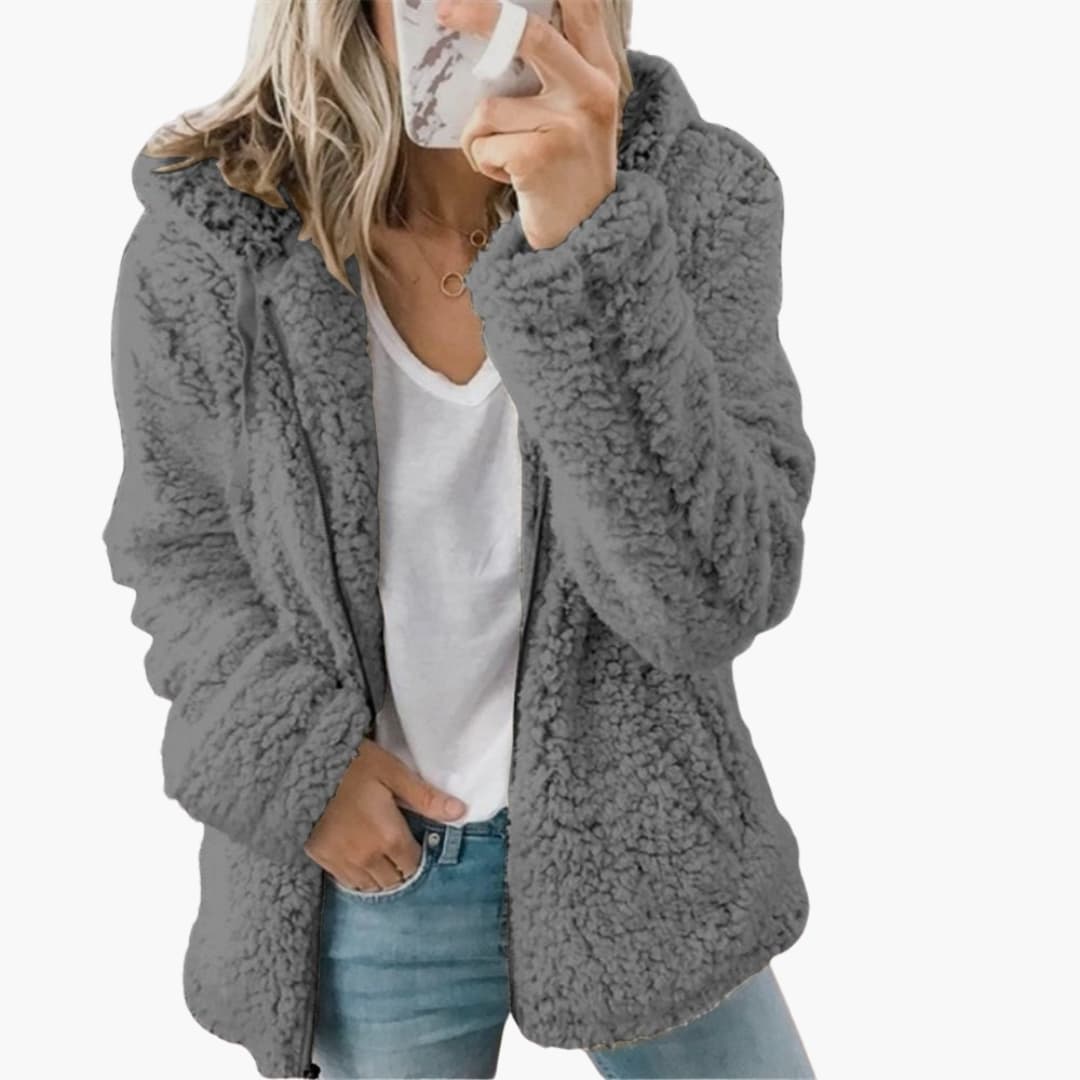 Dam Huva Teddyjacka | Mjuk Fleece Huva Kappa