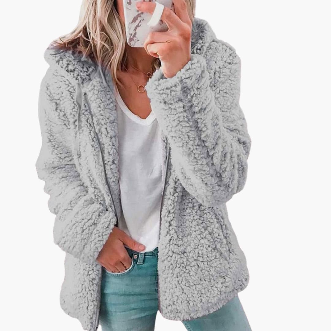 Dam Huva Teddyjacka | Mjuk Fleece Huva Kappa
