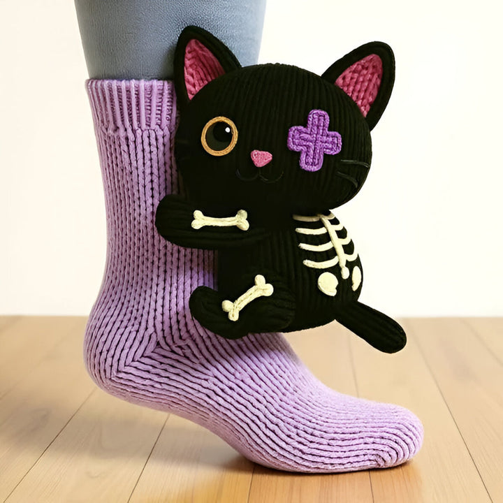 Varma Mysiga Innesockor med 3D-Detaljer| Mjuk Djurdesign