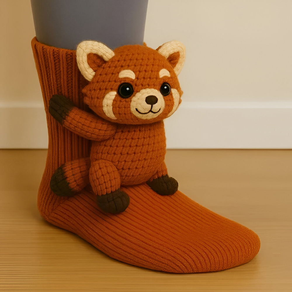 Varma Mysiga Innesockor med 3D-Detaljer| Mjuk Djurdesign