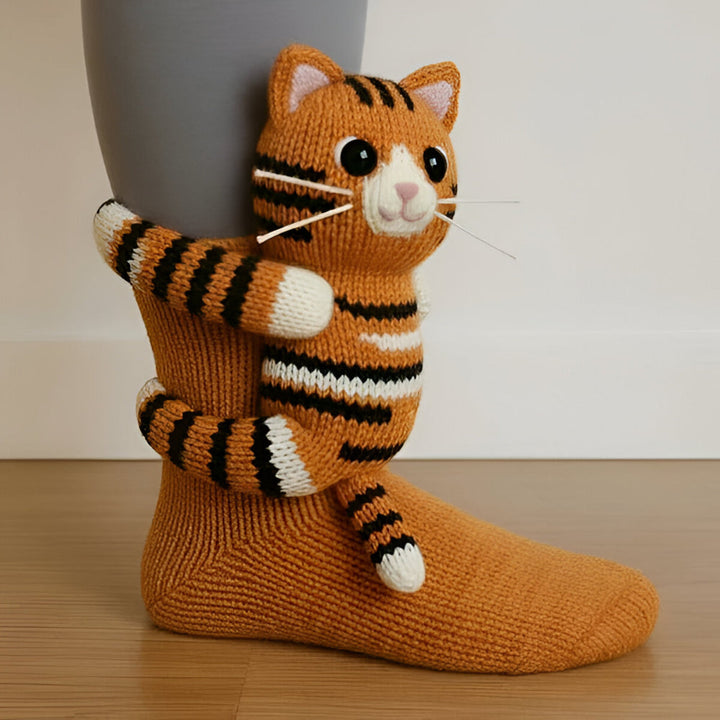 Varma Mysiga Innesockor med 3D-Detaljer| Mjuk Djurdesign