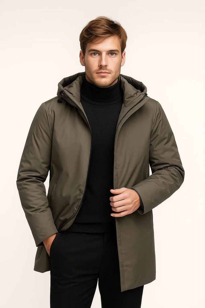 Herr Minimalistisk Huva Parkas | Varm Alla-årstider Avslappnad Jacka
