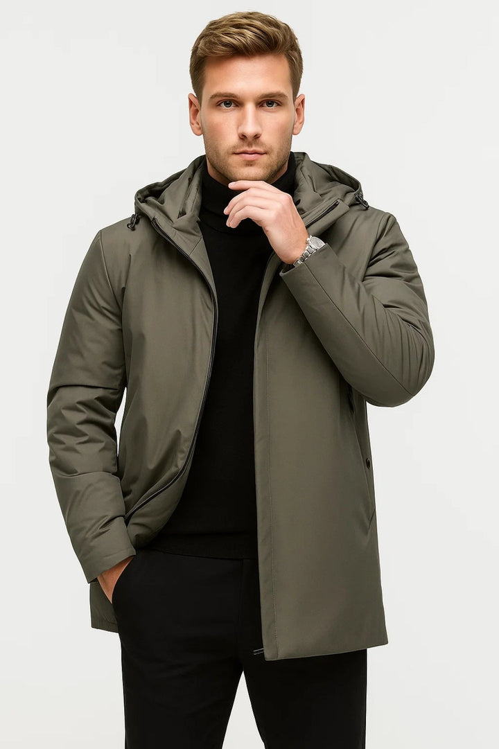 Herr Minimalistisk Huva Parkas | Varm Alla-årstider Avslappnad Jacka