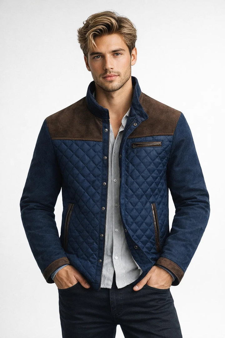 Herr Modern Quiltad Vinterjacka Med Huva