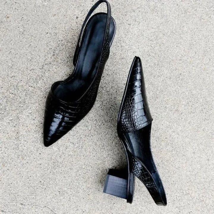 Dam Croc-Mönster Slingback Pumpar med Blockklack