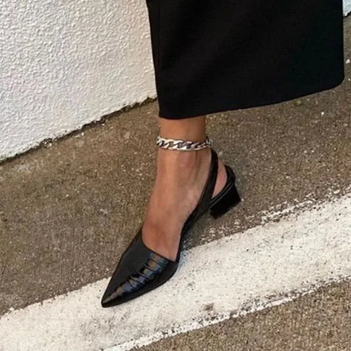 Dam Croc-Mönster Slingback Pumpar med Blockklack