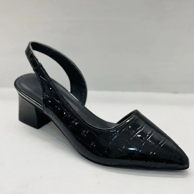 Dam Croc-Mönster Slingback Pumpar med Blockklack