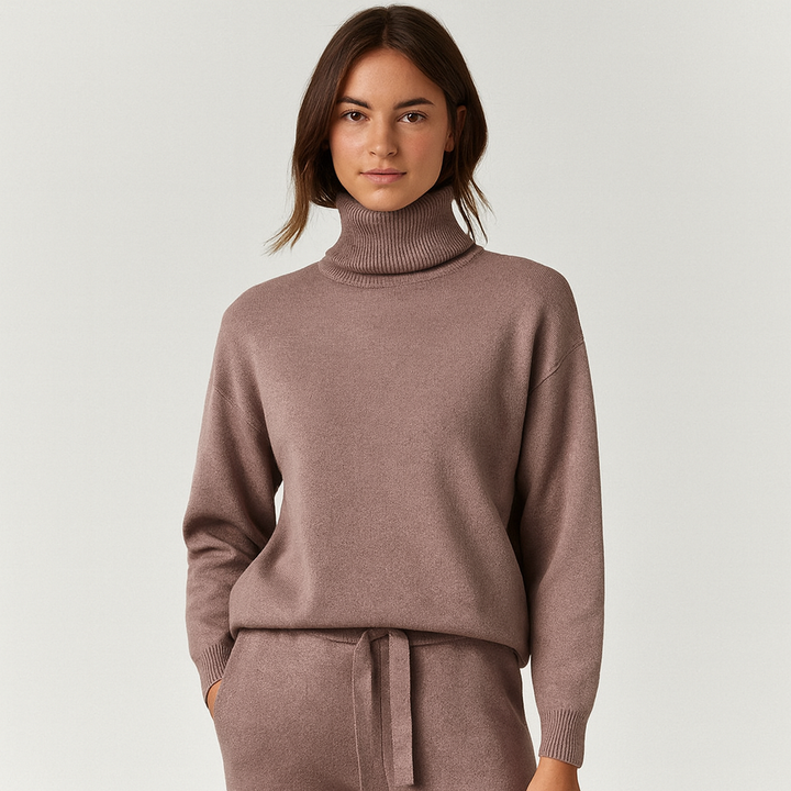 Dam V-Ringning Loungekläder Uppsättning | Ribbat Tvådelat Komfort
