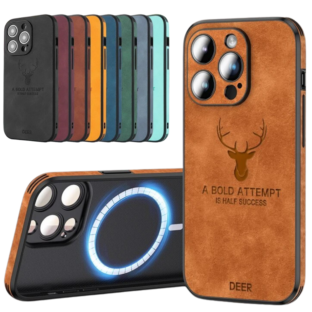 Läderstil iPhone Fodral | Stötsäkert Smalt Skydd