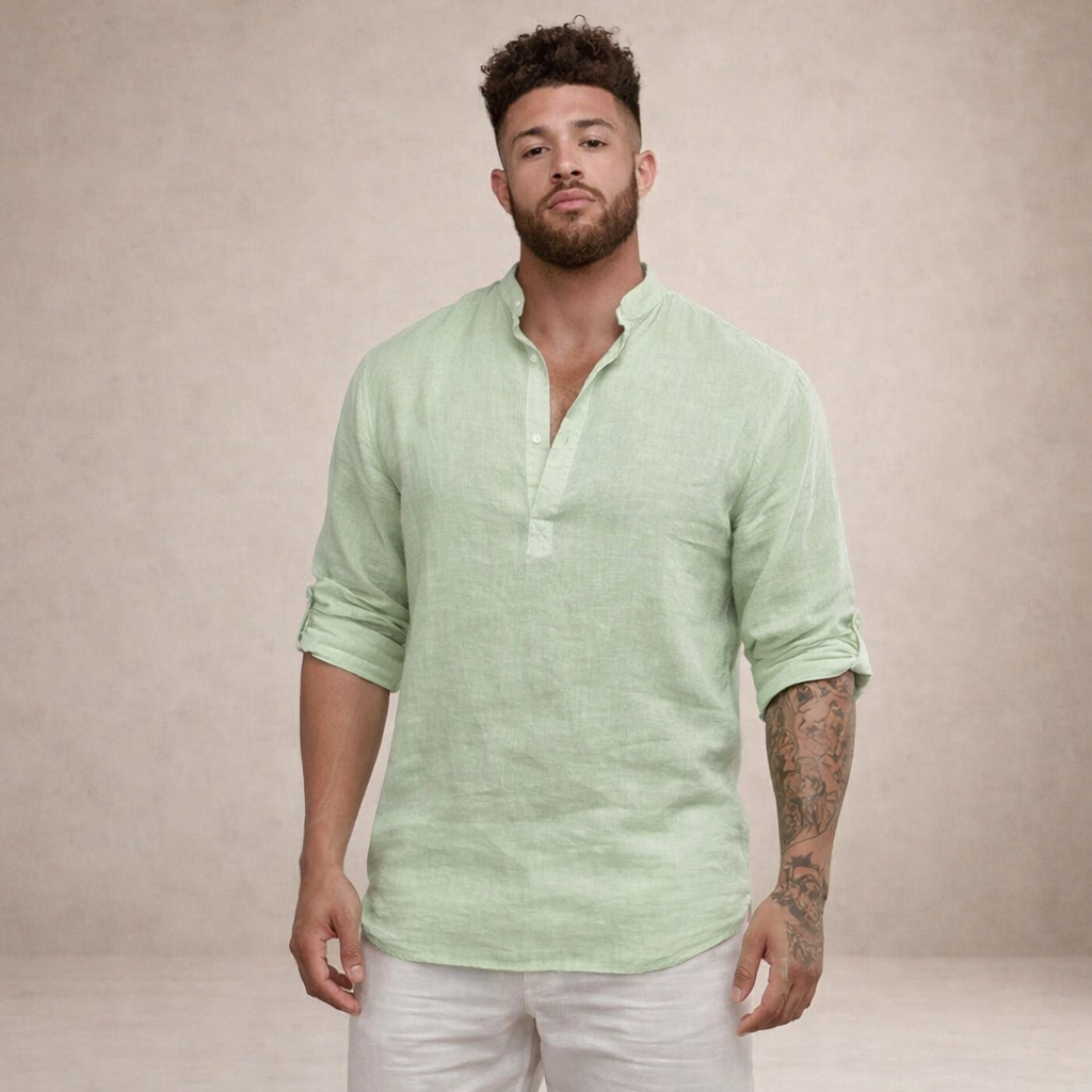 Herr Ståkrage Krage Linne Stil Skjorta