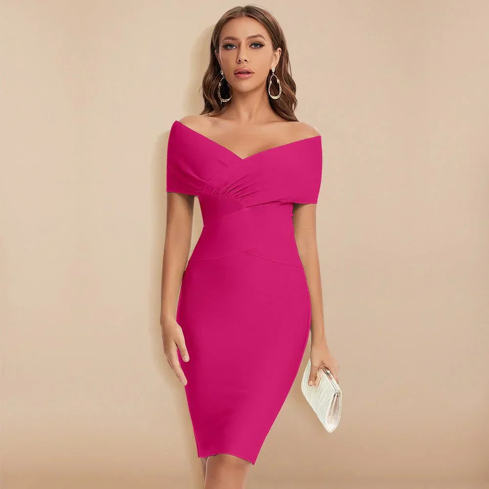 Dam Bar Axel Bandageklänning | V-Ringning Bodycon