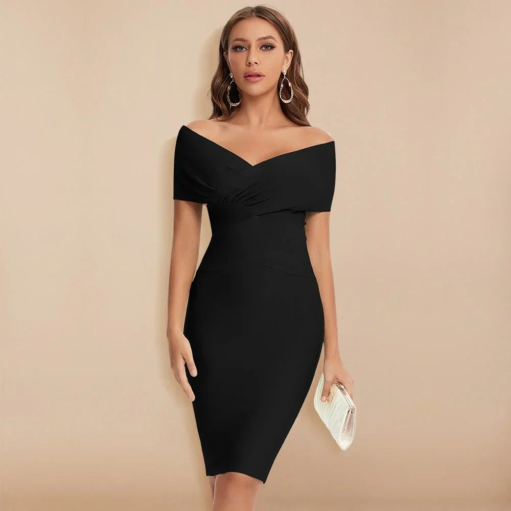 Dam Bar Axel Bandageklänning | V-Ringning Bodycon