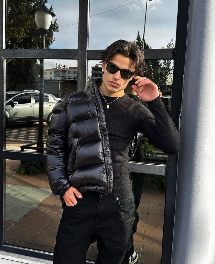 Herr Sherpa-Fodrad Quiltad Vinterjacka