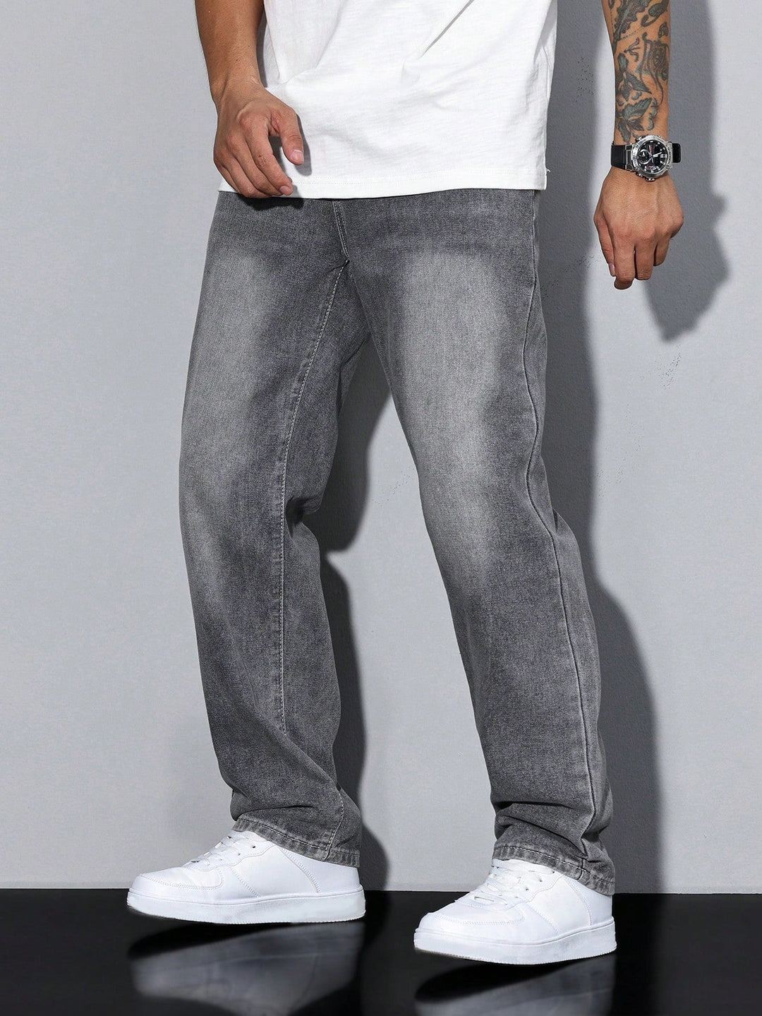 Herr Avspänd Passform Jeans | Klassisk Denimstil Byxor