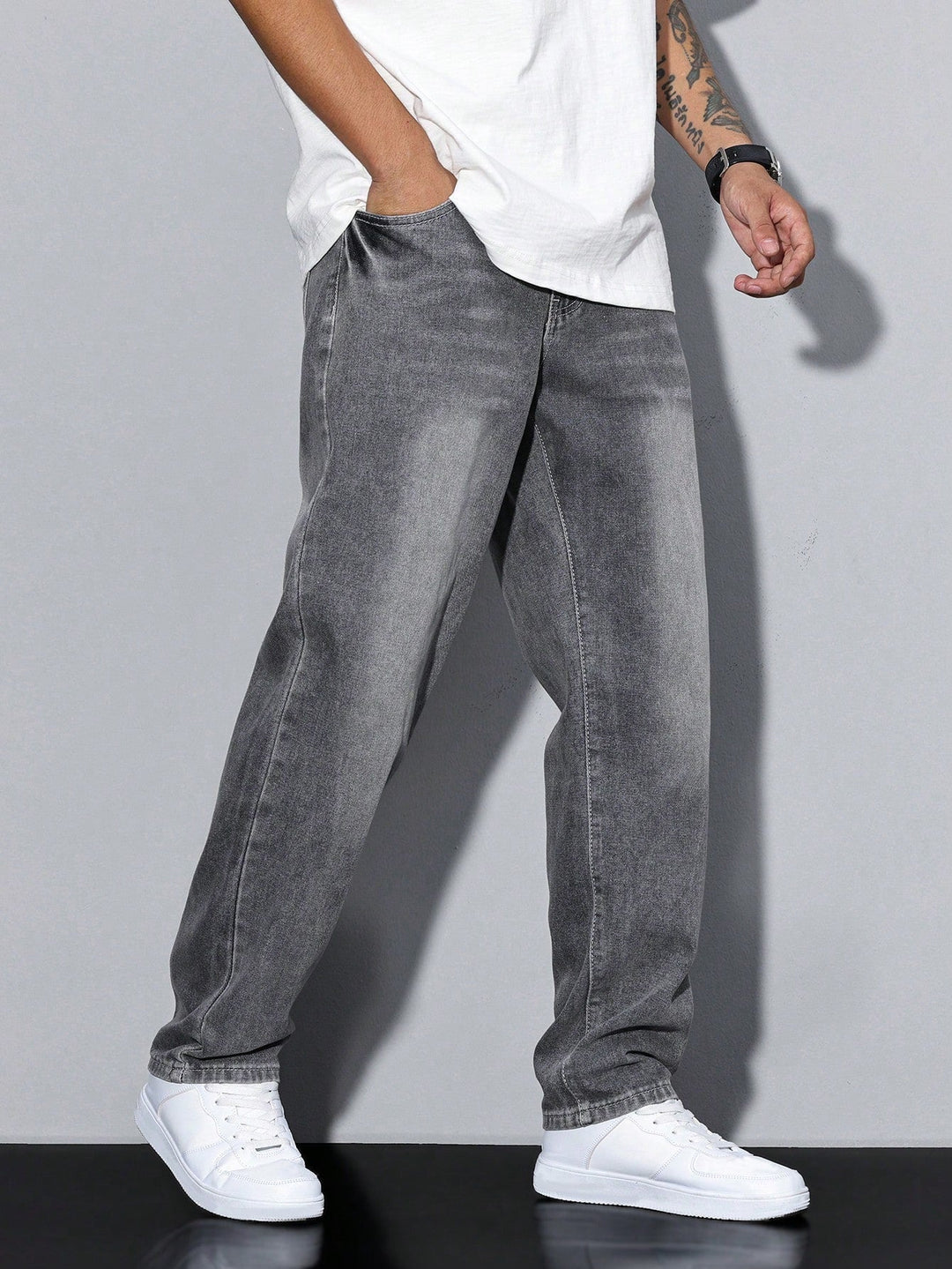 Herr Avspänd Passform Jeans | Klassisk Denimstil Byxor