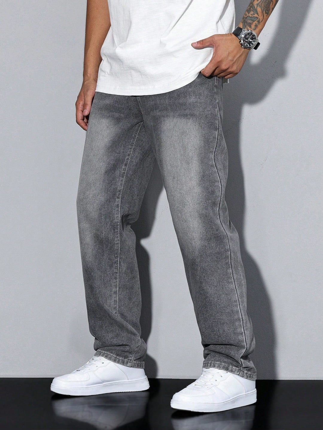 Herr Avspänd Passform Jeans | Klassisk Denimstil Byxor