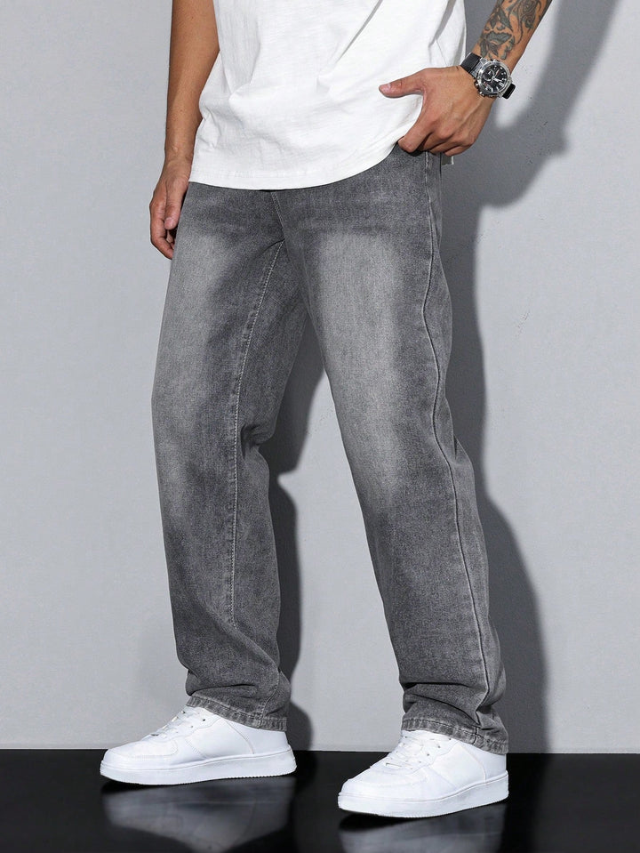 Herr Avspänd Passform Jeans | Klassisk Denimstil Byxor