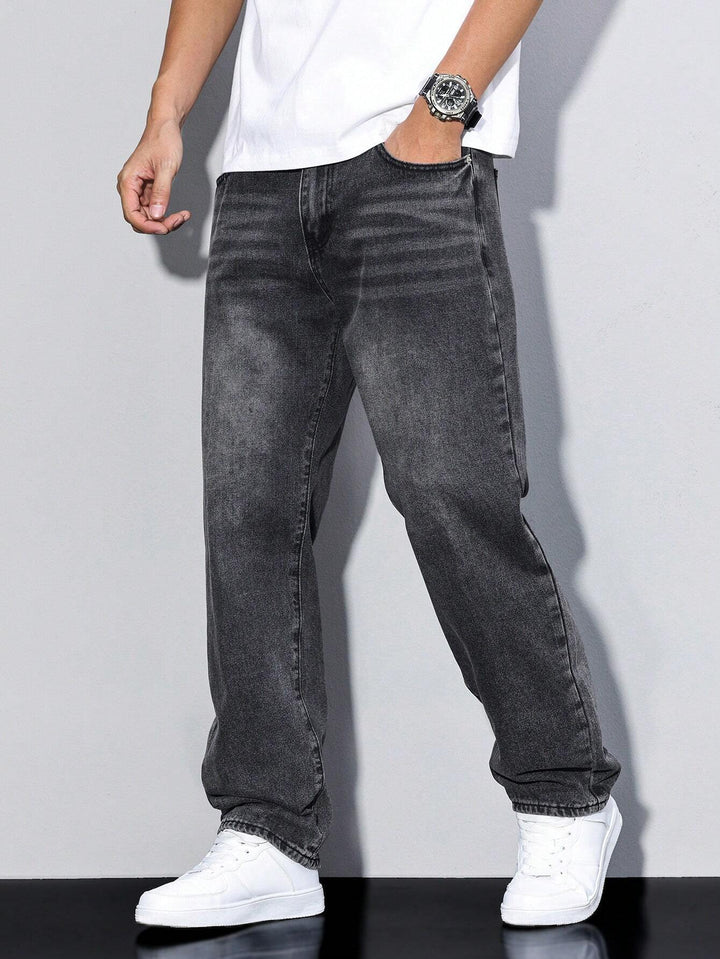 Herr Avspänd Passform Jeans | Klassisk Denimstil Byxor